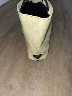 Prada Men’s Cream Canvas Toiletry Pouch with Black Interior